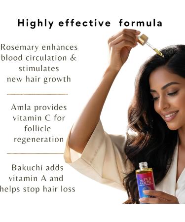 Super Grow - Huile de traitement capillaire 100 % bio pour cheveux clairsem s et fragiles - Buy Online on GoSupps.com