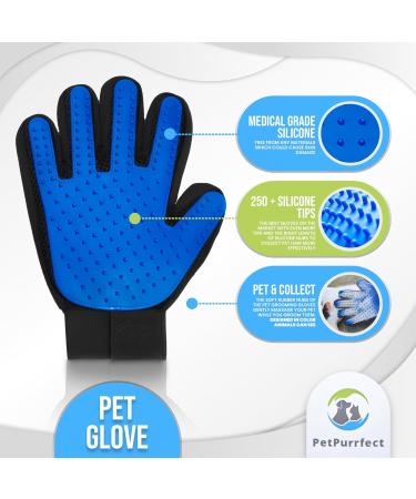 PetPurrfect Premium Grooming Gloves | 2-in-1 Hair Remover & Bathing | Rubber Brush for Pet Hair | Dog Washing & Cat Fur Remover Pair - Buy Online on GoSupps.com