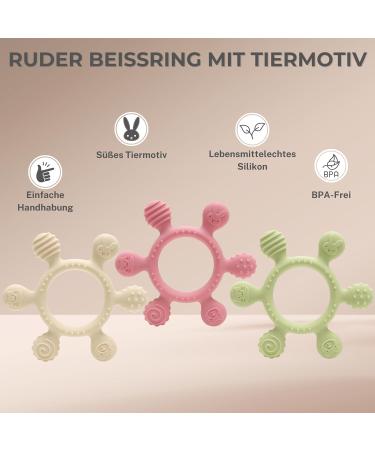 Caja Bei ring Baby | BPA-Free Silicone Teething Toy | Animal Motif Bite Ring for Dental Relief | Perfect Baby Grip & Chew Toy - Buy Online on GoSupps.com