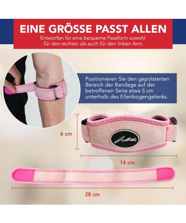 Dr. Arthritis Adjustable Elbow Bandage - Tennis & Golfer's Arm Cuff (Pink) - Support for Left & Right Arms | Pair - Buy Online on GoSupps.com