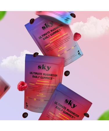 SKY NUTRITION Mushroom Gummies - 10-in-1 Adaptogenic Mushroom Supplement for Adults - Lions Mane, Reishi, Cordyceps, Chaga, Turkey Tail - Raspberry Flavored Vegan Gummies for Focus & Energy - 60 Ct. - Buy Online on GoSupps.com
