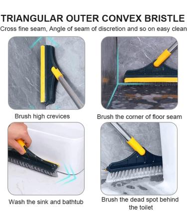Floor Scrub Brush with Long Handle - 2 in 1 Cleaning Scrub Brush - Adjustable V-Shaped Floor Brush Scrubber 120 Degree Triangular Rotating Brush Head - Buy Online on GoSupps.com