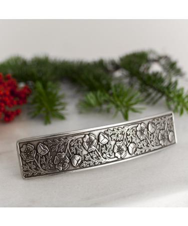 Danforth Wild Rose Metal Hair Barrette Set x3 - Handcrafted Pewter Hair Clips for Thick Hair, Made in USA - Buy Online on GoSupps.com