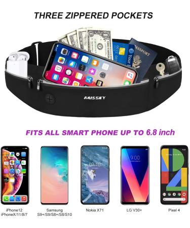 Haissky PLASS Waterproof Running Belt for Cell Phones - Ultra-Thin Hip Bag for Jogging Fitness and Travel (Fits Phones Up to 6.9 ) - International Shipping - Buy Online on GoSupps.com