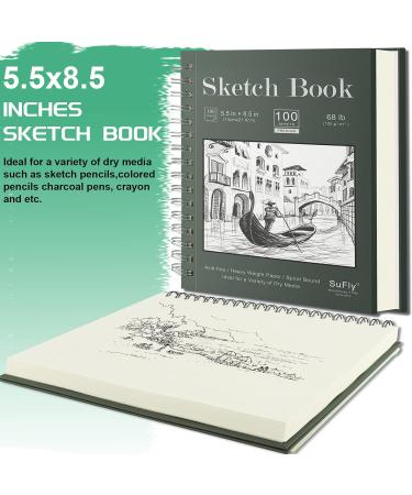 Sketch Book 5.5 X 8.5 - Spiral Sketchbook Pack of 2 SuFly 200 Sheets (68 lb/100gsm) Acid Free Sketch Pads for Drawing for Adults Spiral-Bound with Hard Cover for Kids & Adults 100 Sheets Each 5.5-x-8.5-inch:2 Pack - Buy Online on GoSupps.com