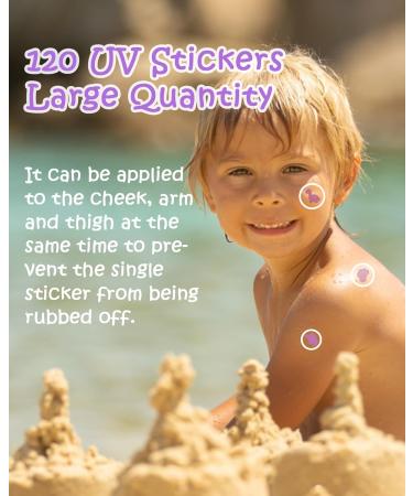 UV Detection Stickers for Sunscreen - 120 Count Safe for Kids Age 3+ 4 Fun Designs Know When to Reapply - Buy Online on GoSupps.com