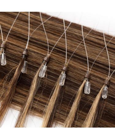 Premium Real Hair Microring Extensions - 0.5g/Strand 100 Strands Soft & Smooth - 7A Human Hair 40cm 4P27 Medium Brown & Dark Blonde - International Shipping Available - Buy Online on GoSupps.com