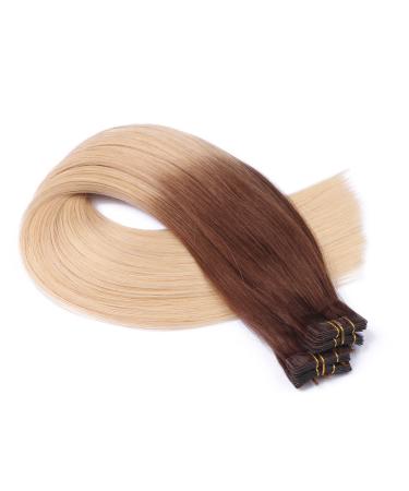 Tape in - On hair extensions - # 4/60 ombre - 70cm - 30 bricks each 4cm wide/2.5g - 100% remy real hair hair extension/extent with adhesive tape while bricks by Novon Hair Extentions
