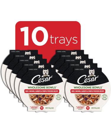 Cesar Wholesome Bowls Adult Wet Dog Food Beef Chicken Carrots & Purple Potato 85g Pack of 10 Beef & Chicken 85 g (Pack of 10) - Buy Online on GoSupps.com