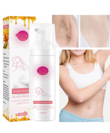 TBTFW 100ml Beeswax Hair Removal Mousse, Mousse Hair Removal Spray, Gentle Beeswax Hair Removal Honey Mousse Spray Moisturizing Hair Removal Spray for Women