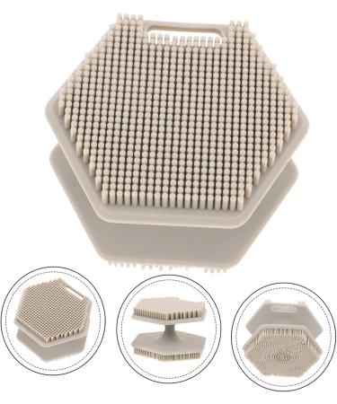 POPETPOP double head silicone facial scrubber Silica gel cleansing brush Scrubber facial exfoliator face brush washbasin face wash brush cleaning brush Scrub 6.50X6.50X4.00CM Grey - Buy Online on GoSupps.com