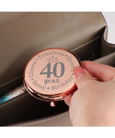 40th Birthday Gifts for Women - Rose Gold Crown Lover Travel Mirror | Sassy & Classy Unique Gift for 40 and Fabulous Queen Birthday Celebration - Buy Online on GoSupps.com