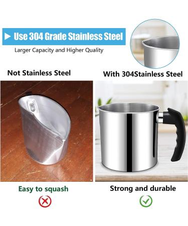 DINGPAI 44oz Double Boiler Wax Melting Pot | Stainless Steel Candle Making Pouring Pitcher with Spoon | Heat-Resistant Handle and Dripless Spout - Buy Online on GoSupps.com