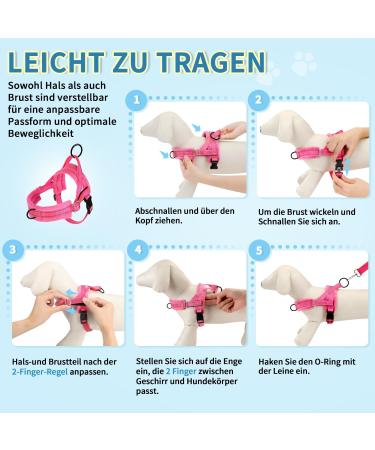 Eyein No-Pull Dog Harness with Leash - Soft Padded Adjustable & Reflective Breast Dishes for Puppies Small & Large Dogs Cats - Pink XXS - Buy Online on GoSupps.com