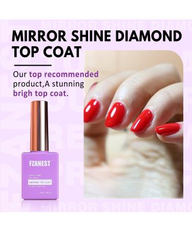 FZANEST Gel Top Coat Diamond- 15ml No Wipe Top Coat Clear Gel Nail Polish High Gloss Mirror Shine Soak Off UV LED Gel Finish Long Lasting - Buy Online on GoSupps.com