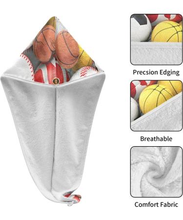 Buy Sports Balls Hair Towel 2 Pack | Super Absorbent Quick Dry Hair Turbans for Women & Girls - Fast International Shipping - Buy Online on GoSupps.com