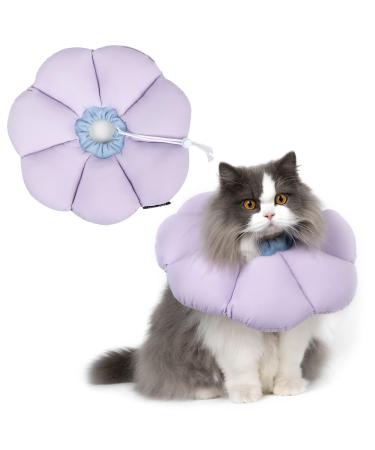 HiDREAM Cat Cone Collar,Cute Waterproof Elizabethan e Collar for Cats,Anti-Bite Lick Wound Healing Safety Cat Recovery Collar,All-Season Style Medium purple