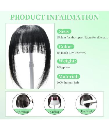 1B# Black Fringe Hair with Temples Clip in Bangs - Real Human Hair Extensions - Buy Online on GoSupps.com