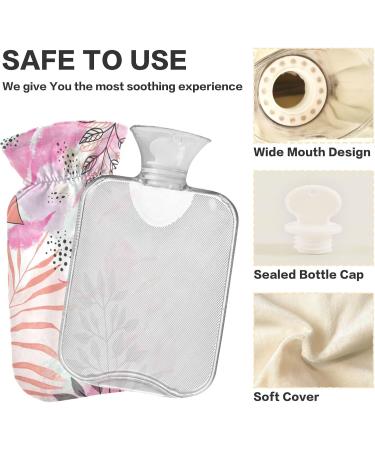 NAANLE Pink Palm Leaves Heat Bottle - 2L Transparent Hot Water Bottle for Back Pain Relief & Warmth Therapy - Buy Online on GoSupps.com