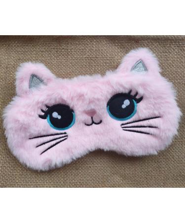 Cute Soft Plush Cat Sleeping Mask for Women & Girls | Funny Eye Cover Blindfold for Travel & Naps - Pink - Buy Online on GoSupps.com