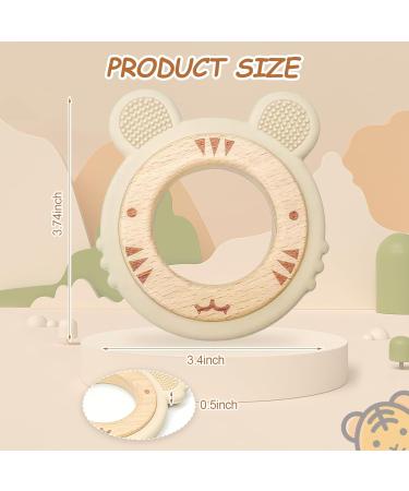 Natural Wooden Biting Ring & Tiger Silicone Toy | BPA-Free Baby Gift | Sustainable Wooden Toys for Infants - Buy Online on GoSupps.com