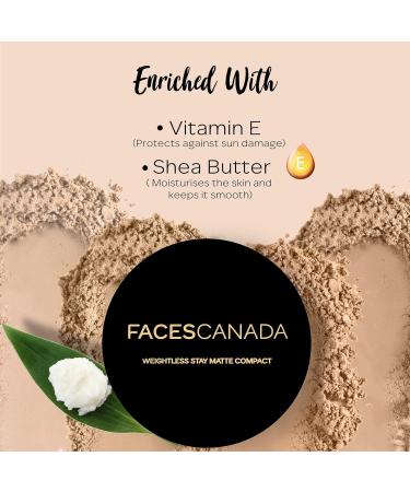 FAa-CES - cCANADA Weightless Stay Matte Finish Compact Powder - Natural 9 g | Non Oily Matte Look | Evens Out Complexion | Hides Imperfections | Blends Effortlessly | Pressed Powder For All Skin Types - Buy Online on GoSupps.com