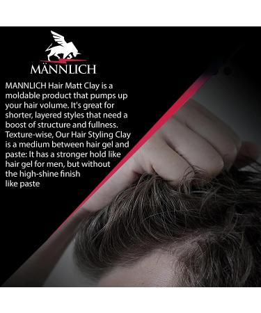MANNLICH Hair Styling Clay - Long-Lasting Hold & Lite Finish Pomade for Men - Ideal for Short/Medium Thin/Thick Hair - Easy to Wash Out - 2.4 fl.oz (Matt Clay) - Buy Online on GoSupps.com