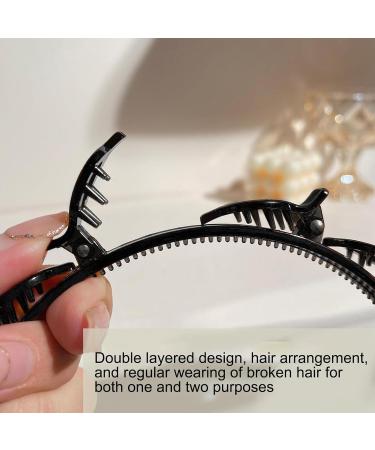 Double Bangs Hairstyle Hairpin 2 Teeth Comb Hair Hoop Headband Hairband With Clips Black Headbands For Women Double Layer Twist Plait Headband Hair Styling Tools - Buy Online on GoSupps.com