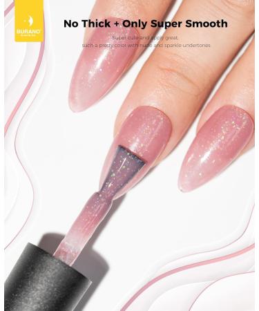 BURANO Glitter Pink Gel Polish Nude Pink Shimmer Jelly Neutral Gel Polishes Color 7.3ml Skin Tone Sparkle Pink Natural Soak off Gel UV LED Cured Diamond Polish for Nails (NU12) - Buy Online on GoSupps.com