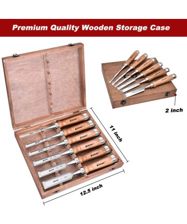 EZARC 6 Pieces Wood Chisel Tool Sets Woodworking Carving Chisel Kit with Premium Wooden Case for Carpenter Craftsman Gift for Men - Buy Online on GoSupps.com