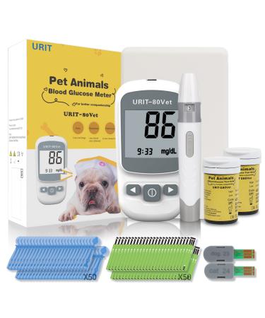 URIT Pet Blood Glucose Meter for Dog Cat with 50 Test Strips, Blood Suger Monitor Kit,Blood Glucose Monitoring System for Dog/Cat Diabetes.