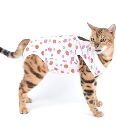 Selmai Medical Pet Shirt - Soft Cotton E-collar Alternative for Dogs & Cats | Wound Protection & Nursing Clothing | Prevent Licking & Skin Diseases - Size L Red Strawberry - Buy Online on GoSupps.com