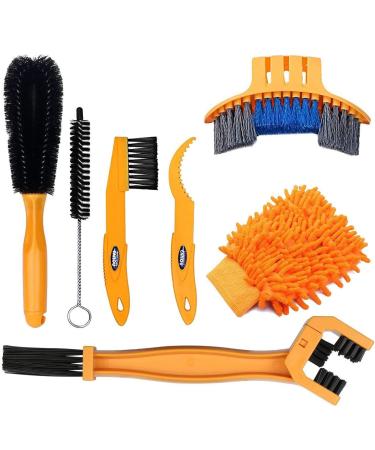 SINGARE 7pcs Bicycle Bike Cleaning Tools Set, Bike Clean Brush Kit Suitable for Mountain, Road, City, Hybrid, BMX and Folding Bike