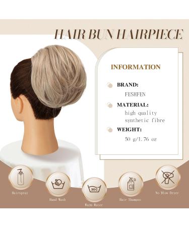 Feshfen Short Hair Part Dutt with Comb | Synthetic Hair Chignon Extensions in Honey Blonde & Platinum Blonde - Buy Online on GoSupps.com