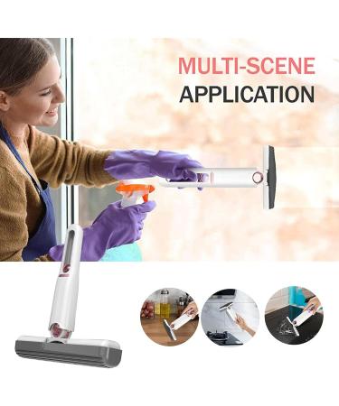 Mini Mop - Mini Portable Short Mop Self-Squeeze Glass Wiper | Household Cleaning Tools for Kitchens Living Rooms Bathrooms Wet and Dry Use Hand Wash-Free Sponge Head - Buy Online on GoSupps.com