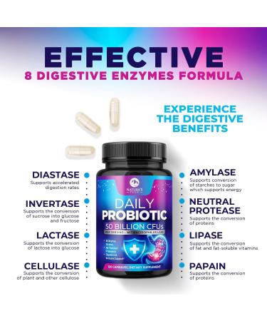 Probiotics 60 Billion CFU - 10 Strains + Digestive Enzymes & Prebiotics - Best Probiotic for Women & Men Supports Immune Gut Health Occasional Constipation Diarrhea Gas & Bloating - 120 Capsules 120 Count (Pack of 1) - Buy Online on GoSupps.com