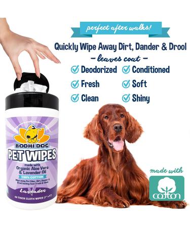 Pet Grooming Wipes | Conditions, Deodorizes Coat | No Parabens or SLS | Lavender Scent | Large Wet & Thick | Ideal for Dogs and Cats - Buy Online on GoSupps.com