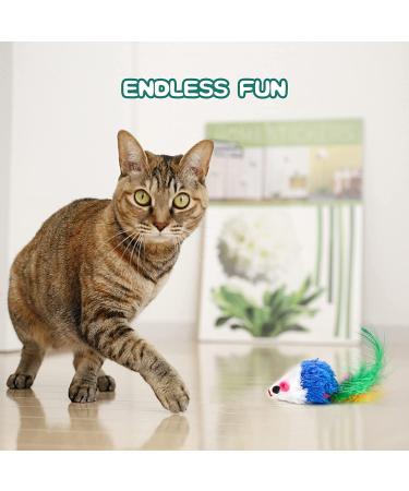 FYNIGO Cat Mouse Toys - 17 Pack Interactive Rattle Set for Indoor Cats and Kittens - Assorted Color Catnip Toys with Feather Tail - Buy Online on GoSupps.com