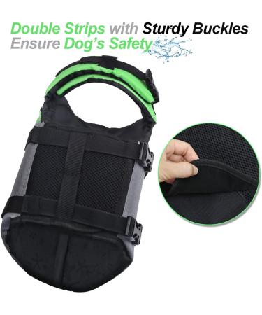 Vivaglory Sports Style Dog Life Jacket - Durable Adjustable Neon Green for Medium Dogs (56-64 cm Chest) - Excellent Buoyancy & Safe Fastening System - Buy Online on GoSupps.com