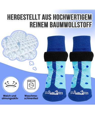 Slowton Anti-Slip Dog Socks - 3 Pairs for Hardwood Floors | Soft Adjustable Paw Protection for Small & Medium Dogs (Blue L) - Buy Online on GoSupps.com