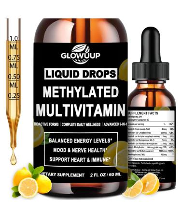 Multivitamin for Women & Men, Methylated Multivitamins & Multiminerals liquid Drops with Methylfolate B12 B2 Vitamin C E D3 K2, Methyl Multi Vitamin for Daily Wellness & Immune Health Non-GMO, Vegan Lemon 2 Fl Oz (Pack of 1)