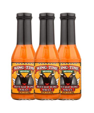Pack of 3 MEDIUM Wing Time Traditional Buffalo Wing Sauce - 13 Fl Oz