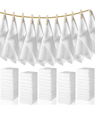 Newwiee 100 Pcs Microfiber Towels Absorbent Washcloths Bulk 12 x 12 Inch Soft Quick Drying Face Towels Bath Cloths Coral Velvet Bathroom Wash Clothes for Bath Spa Facial Fingertip Towel (White)