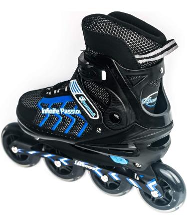 MammyGol Adjustable Inline Skates for Adults and Teens | Safe & Durable Roller Skates with Giant Wheels | High Performance Skates for Girls, Boys, Men & Women | Blue X-Large (8-11 US) - Buy Online on GoSupps.com