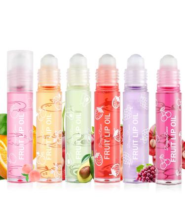 Rosard 6 pieces lip gloss set moisturizing lip oil roll-on set colorless fruity lip balm for lip care dry lips lip glow oil for women and young girl