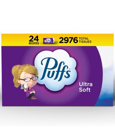 Puffs Ultra Soft Facial Tissues, 24 Family Boxes, 124 Tissues per Box - Buy Online on GoSupps.com