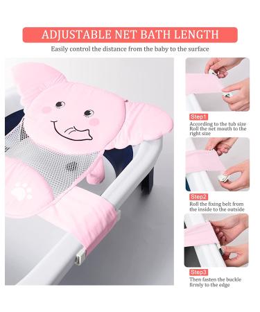Air&TRee Baby Bath Seat Support Net - Adjustable, Quick Drying, Non-Slip Mesh Infant Bathtub Sling in Pink Elephant Design - Buy Online on GoSupps.com