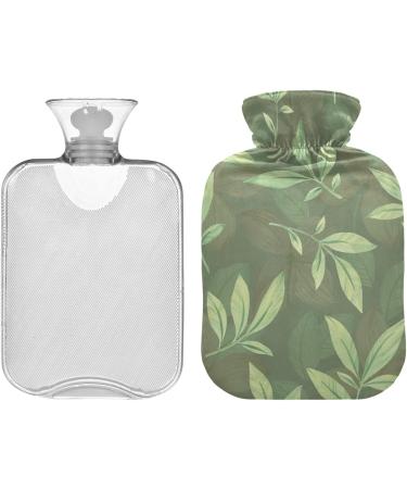 Naanle Hot Water Bottle - 1L Transparent Green Leaves | Pain Relief & Heat Therapy for Back Hands & Feet - Buy Online on GoSupps.com