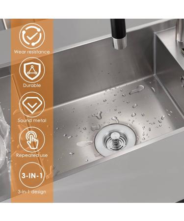 Abizarch Kitchen Drain Stopper Stainless Steel Sink Stopper Kitchen Drain 3 in 1 Sink Strainer Kitchen Drain Enduring Anti Clog Kitchen Drain Stopper for Standard 3-1/2 inch Drain ZHAZHAMO Two tapes are wrapped in a piece of hair - Buy Online on GoSupps.com