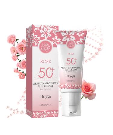 Face Sunscreen SPF 50 Suncream Factor 50 Face SPF Sunscreen Face Powerful Face Sun Cream with Rose Arbutin Tremella Niacinamide Non-Greasy Lightweight Anti-Dark Spots Waterproof Long-Lasting
